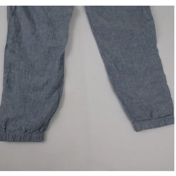 Athleta Blue Linen Blend Drawstring Zip Pocket Jogger Pants Women Size 10‎ - Picture 8 of 12